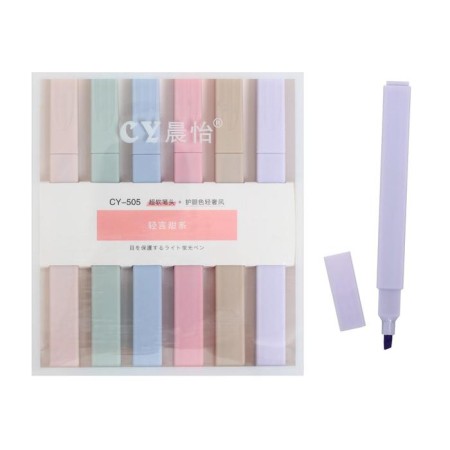 A set of markers-textbooks, 6 pastel colors, square body