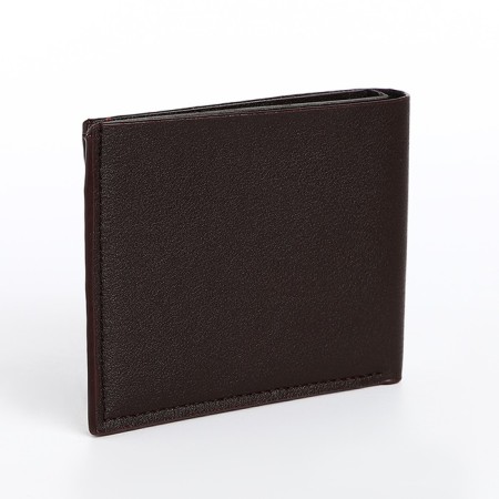 Male purse without fastener, department for maps, for bills, brown color-1