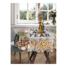 The tablecloth on the table of the Happy New Year, Round, Saten, D = 150 cm