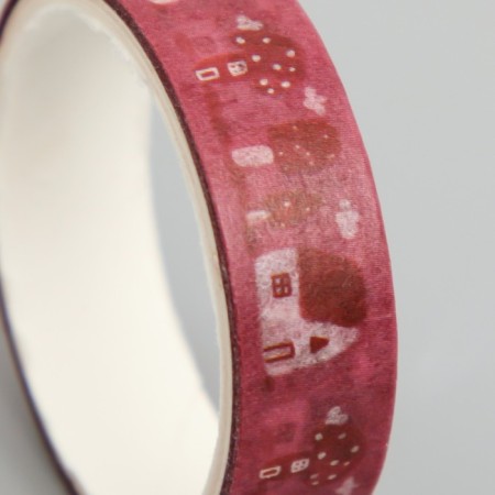Adhesive tape paper "House in the garden" Width 1 cm winding 2 m set 5 pcs-3