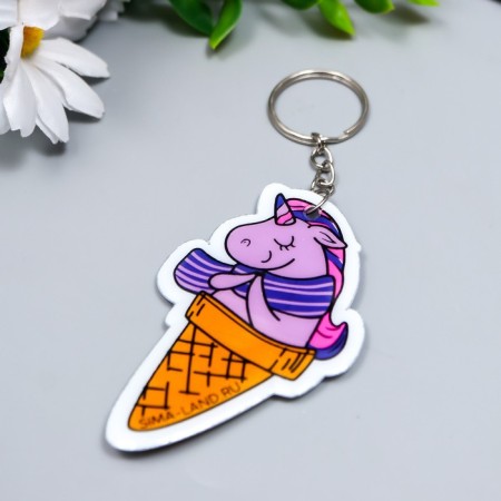 PVC keychain "Unicorn in the rye of ice cream" Soft 7x4.5 cm-1
