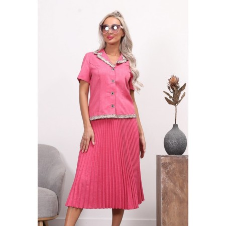 Female suit, size 48, raspberry color-4
