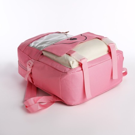 School set. A backpack with a zipper, a core, a bag, a pencil case, a bag for coins, the color is pink-7