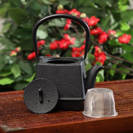 The teapot is a cast -iron shade “Boken. Ethno ", 700 ml, with sieve, with enameled coating, black color-1