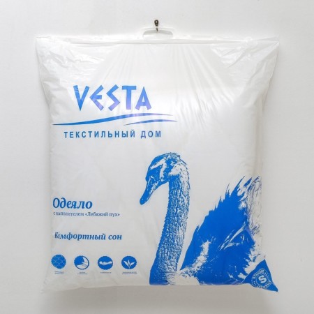 The blanket is stand. 220x205, claim. swan fluff, gloss-satin fabric, polyester-3