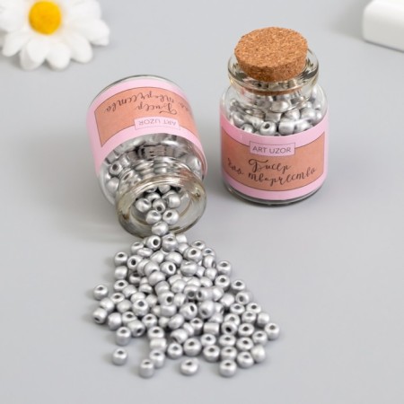 Round beads 6/0 in the bottle "Silver" 2x20 g set 2 pcs