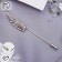 Pin "Wing", 7.7 cm, white color in silver
