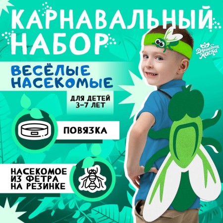 Carnival set "Funn insects": a bandage and a fly from felt, 3-7 years old