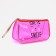 Cosmetic bag with a handle, raspberry color