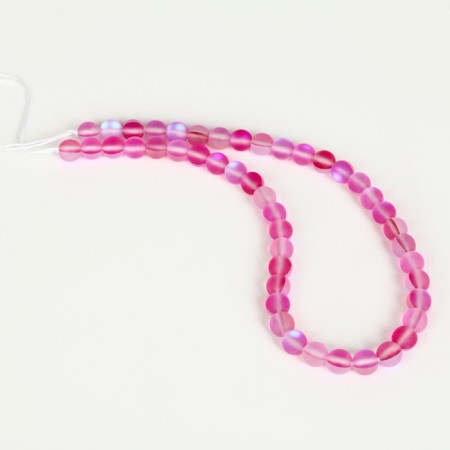 Busins ​​made of natural stone "Cat Eye", set 46 pcs., Size 1 pc. - 8 mm, pink-1