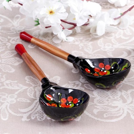 Spoon "Chernushka", semi -Babaska, 19 × 6 cm, Khokhloma, mix-4