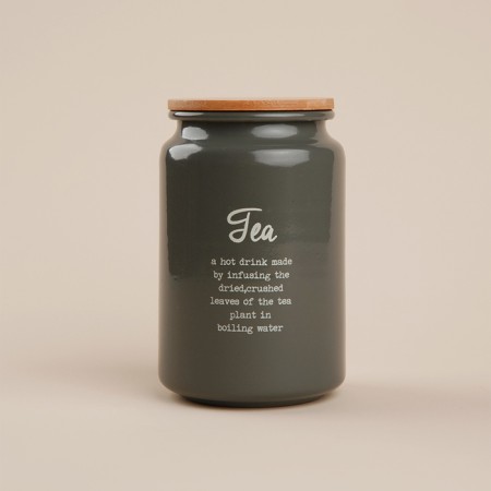 SL Home tea can, 9.5 × 14 cm, gray color, with a bamboo lid-5