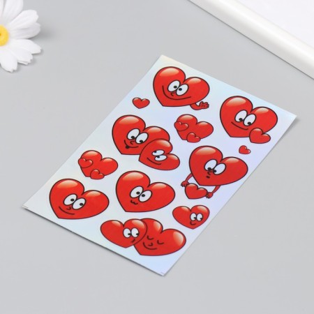 Holographic stickers (stickers) "hearts" 10x15 cm, 5-217-2