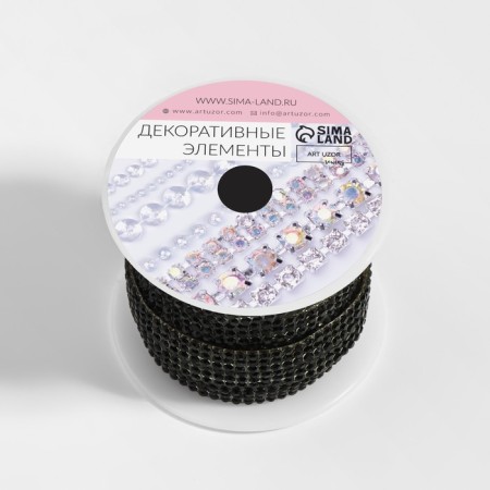 Thermocleic rhinestones, d = 2 mm, width - 7 mm, 4.5 ± 0.5 m, black color-2