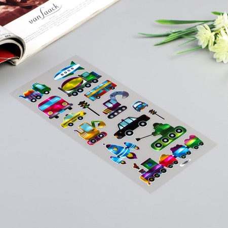Sticker plastic holography "Transport" MIX 29x11 cm-2