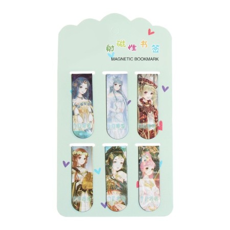 A set of magnetic bookmark for books Calligrata 6 pieces, "anime", mix-6