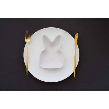 Bunny in gold, 6.5 × 12 × 3.5 cm, white color, white-6