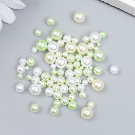 Decor for creativity plastic "Balls. Green lemon. Assorted" D = 3-8 mm, set 10 grams