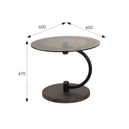 Table Journal Duet 13n, 600x600x470, Black/Oak Marron/Tinted-4