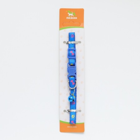 Two -layer collar with fastx "Multi -colored bones" 30 x 1 cm, blue-7
