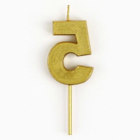 Candle figure for the cake "5", gold, 2.5 x 8 cm.-2