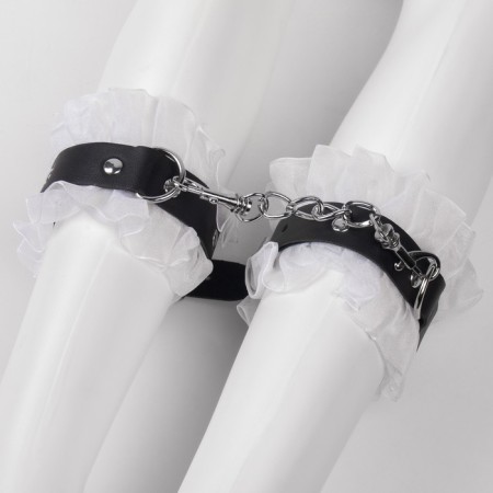 Erotic bdsm set of oka-hpki, with white lace, black, eco-leather, 9 items-14