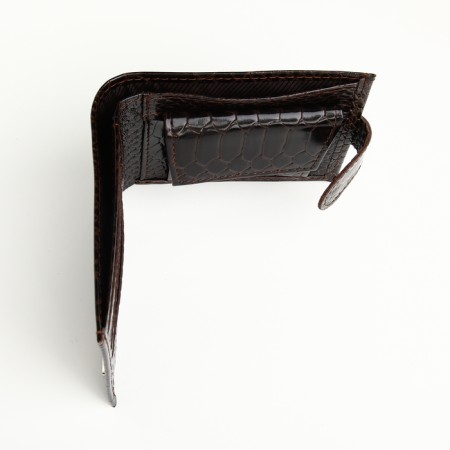Male purse on the button, Textura, for cards, for coins, brown color-7
