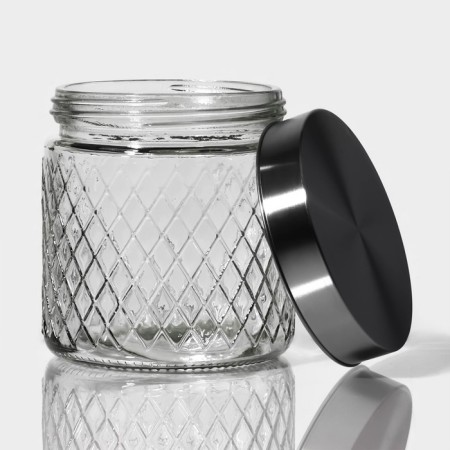 Glass Bank for bulk products with a premium metal cover, 850 ml, 11 × 12 cm-1