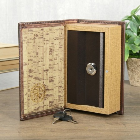 Safe-book wood to the leatherette "Cartography" 17x11x5 cm-1
