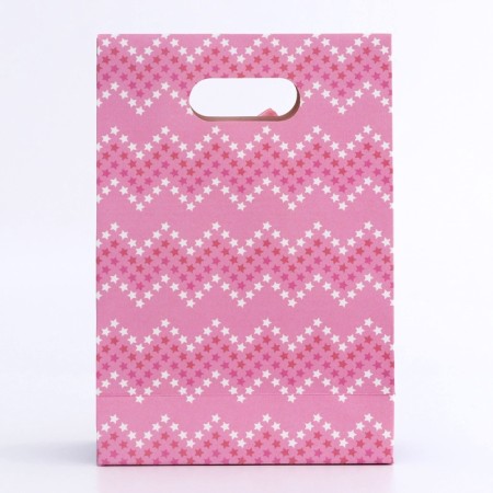 Gift box-package, packaging with a cut handle, "pink lines", 14 x 6 x 21 cm-1