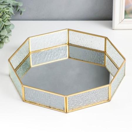 Standing interior glass with a mirror "polyhedron. Drops" 28x28x5.5 cm