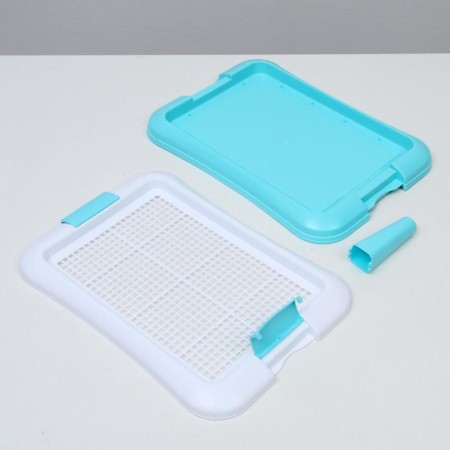 Dog toilet with a grid and a column, 45 x 35 x 4.5 cm, blue-6