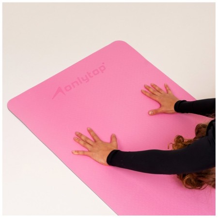Fitness and yoga mat, 183x61x0.6 cm, gray/pink color-8