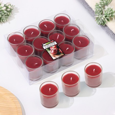 A set of aromatic candles in a glass "Cherry", 12 pcs, red, 4.5x5 cm