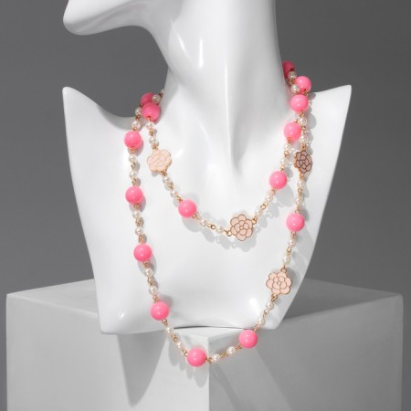 Beads with pearls "Galance" ball No. 6.12, white-pink color in gold, l = 80 cm-1