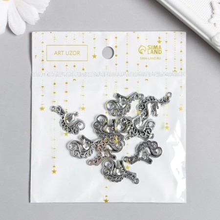 Decor for creativity Metal "Unicorn Head" silver 2.5x1.5 cm-2