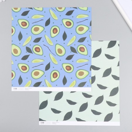 Scrapbooking paper bilateral "avocado" density 180 g 30.5x32 cm-1