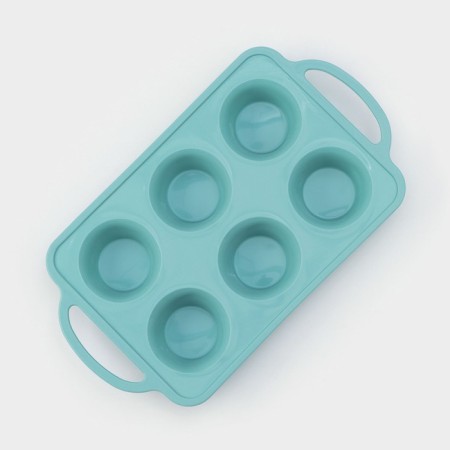 The form for baking "Figures. Circle ”, 32.5 × 18.5 × 4 cm, 6 cells, (7 × 7 × 4 cm), turquoise color-2