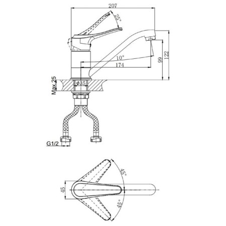 Kitchen mixer rush jawa ja0735-25, one-rod, with rotary surge, chrome-1