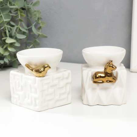 Aroma lamp ceramics "Golden Figure" 9,5x7.5x7.5 cm, mix