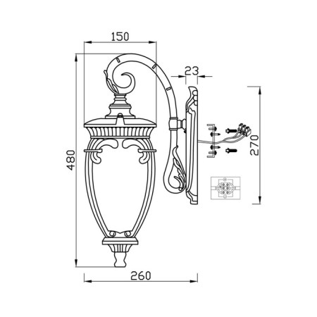 Sconces Outdoor O414WL-01BZ, 1x60W, 15x48x48 cm, e27, antique bronze color-3