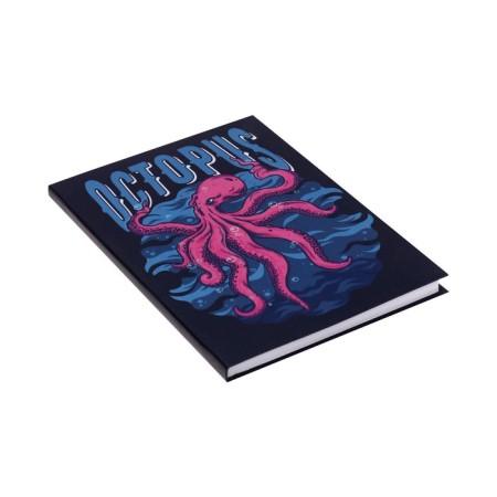 Notebook A6, 80 sheets in the Pink Osminog cage, integral cover, selective UV varnish, metal film, block 65g/m2-1