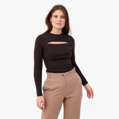 Women's Longsliva Minaku: Basic Line Chocolate Color, Rr. 48