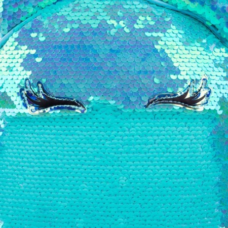 Baby backpack for a girl with sequins "Unicorn", a lightning department, blue color-1