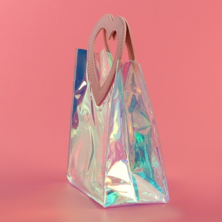 PVC gift package, pink, irrediscent, 20 x 18 x 10 cm-2