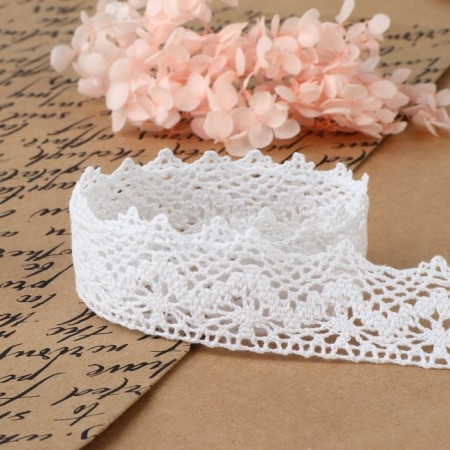 Knitted lace, 32 mm × 10 ± 1 m, white color-2