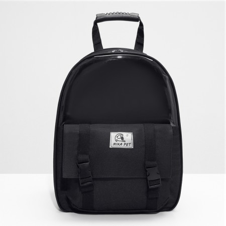 A backpack for carrying animals with a viewing window, black-1