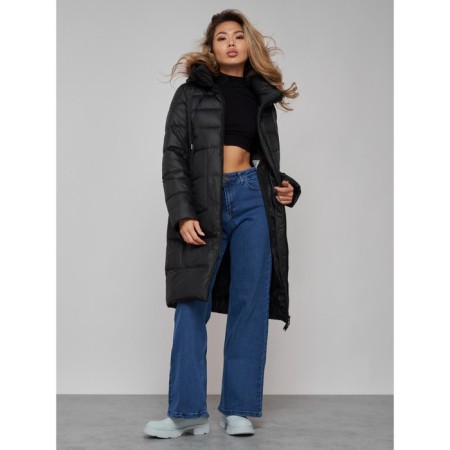 Coat insulated winter female, size 50, black color-16