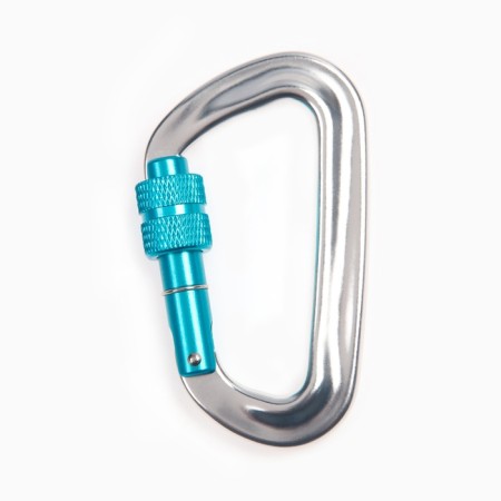 Carabiner with a clutch, 8 x 4.5 cm, 26 kn, silver