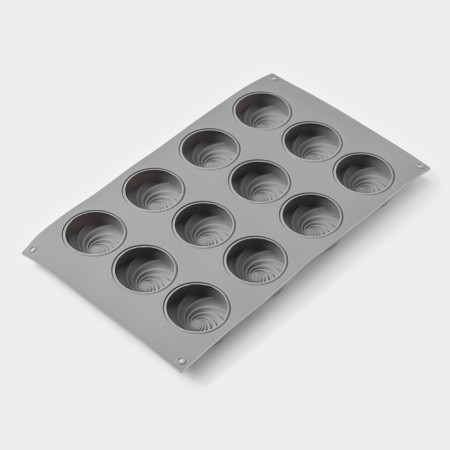 Form for baking and mousse desserts Konfinetta "charm", 29.5 × 17.2 cm, 12 cells (5 × 2.2 cm), gray color.-2